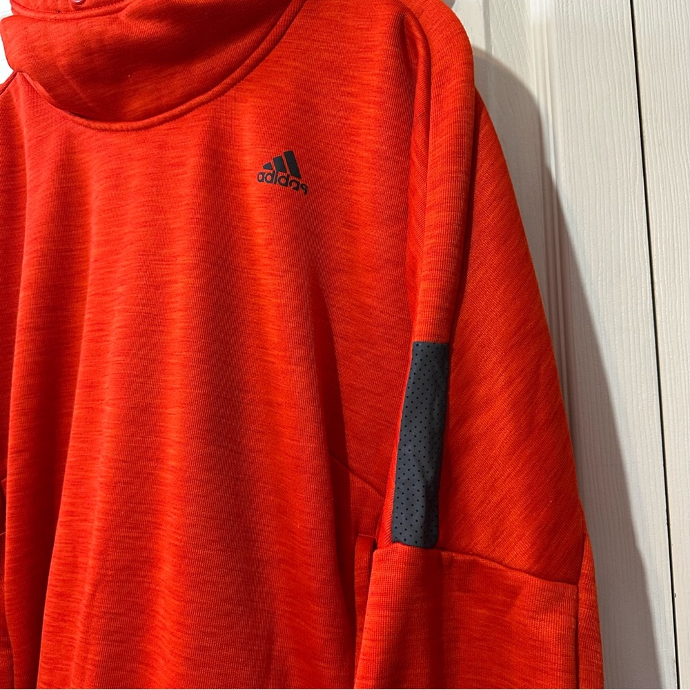 Adidas Climaheat Fleece Lined Thick Hoodie Orange Gray Womens Size Large - Picture 6 of 12